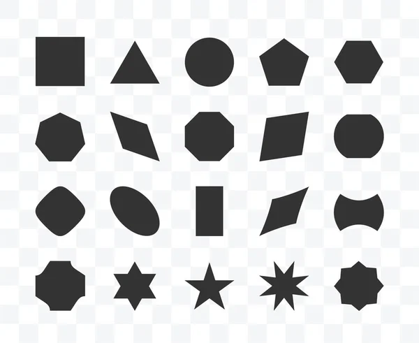Набор Геометрических Иконок Различной Формы Изолированная Векторная Иллюстрация Прозрачном Фоне — стоковый вектор