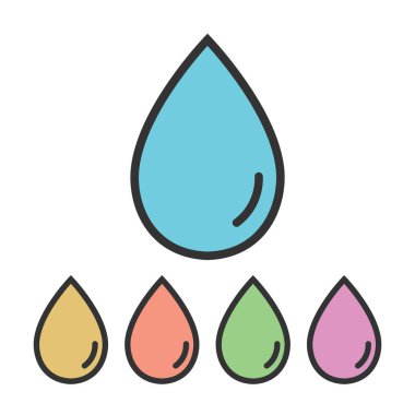 Damla su simgesi beyaz arkaplanda izole edilmiş düz tasarım vektör çizimi.