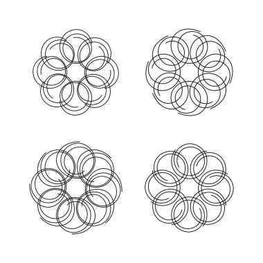 Aesthetic abstract circle line art decoration isolated flat style design vector illustration on white background