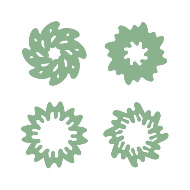 Çiçekler beyaz arkaplanda dekoratif çember çerçeve izole edilmiş düz biçim vektör çizimi.