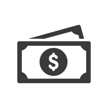 Nakit dolar kağıt para ikonu beyaz arkaplan üzerinde işaret sembolü çizimi izole.