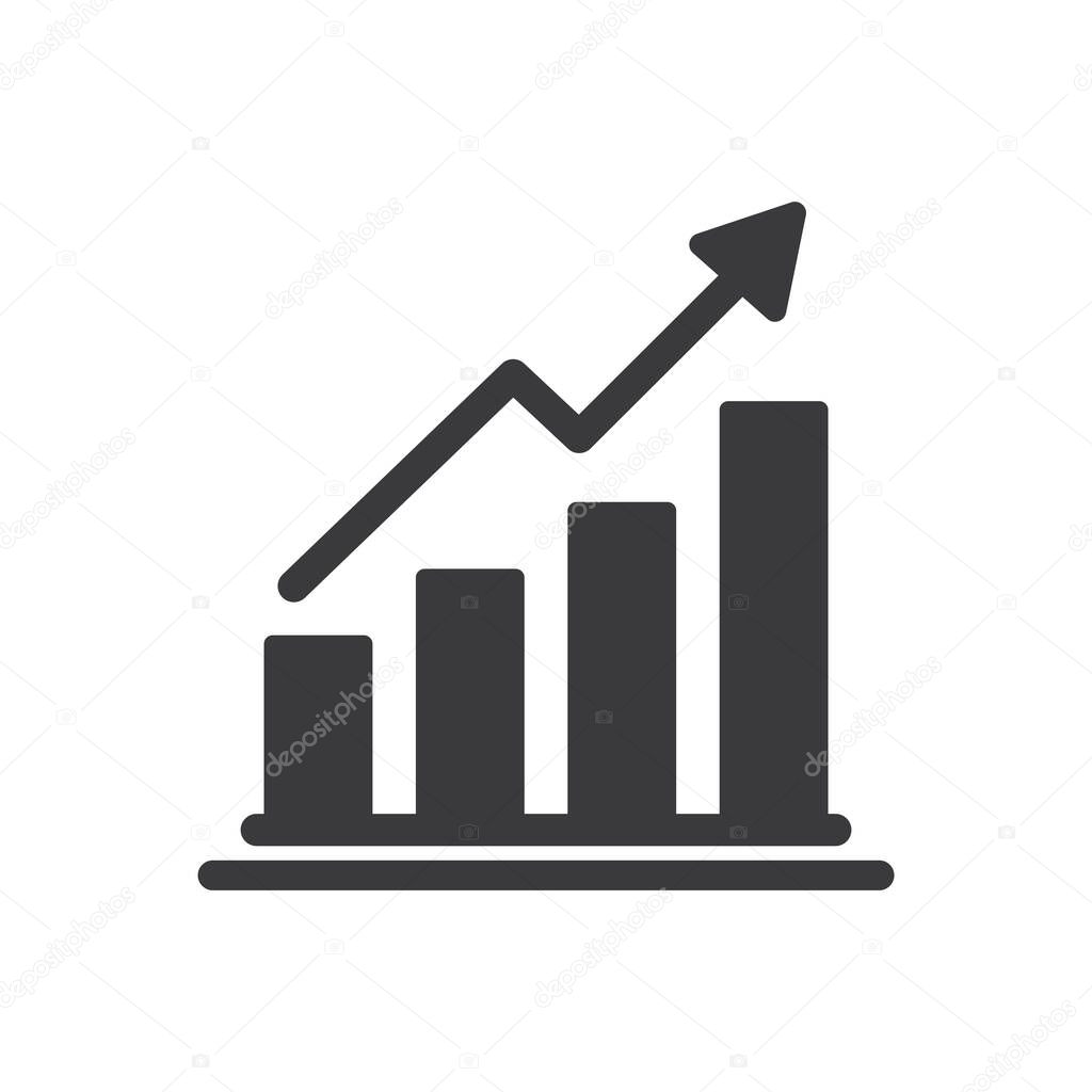 Growing up chart icon simple silhouette flat style vector illustration on white background.