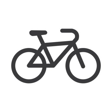 Bisiklet simgesi, basit siluet, beyaz arkaplanda izole edilmiş düz biçim vektör çizimi.