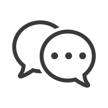 Beyaz arkaplanda konuşma balonu simgesi izole edilmiş düz stil tasarım vektör çizimi.