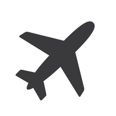 Beyaz arkaplanda uçak ikonu taşıma konsepti izole edilmiş düz stil tasarım vektör çizimi.