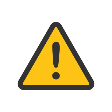 Beyaz arkaplanda üçgen uyarı işareti simgesi basit siluet düz biçim vektör çizimi.