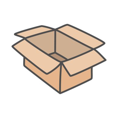 Beyaz arkaplanda kahverengi kutu karalama simgesi basit izole edilmiş düz stil tasarım vektör çizimi.