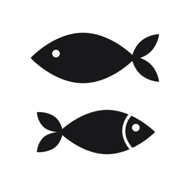 Basit balık simgesi beyaz arkaplanda izole edilmiş düz stil tasarım vektör çizimi.
