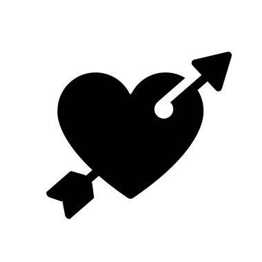 Simple heart with arrow icon isolated flat style design vector illustration on white background.