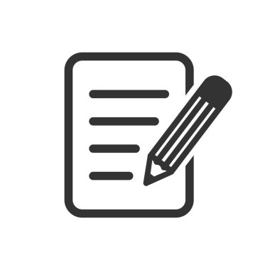 Kağıt not simgesi izole edilmiş düz biçim tasarım vektör çizimi beyaz arkaplan üzerinde.