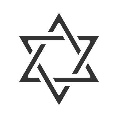 Yıldız David sembolü ya da iki üçgen, beyaz arkaplan üzerindeki ikon vektör illüstrasyonuna bağlıdır.