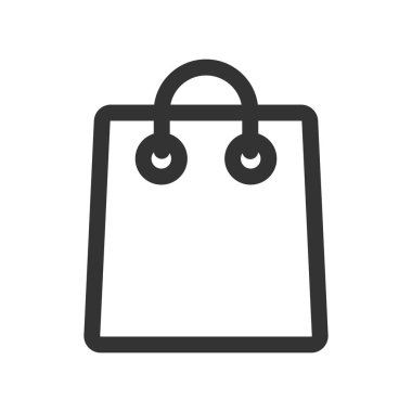 Beyaz arkaplanda özet alışveriş poşeti simgesi izole edilmiş düz stil tasarım vektör çizimi.