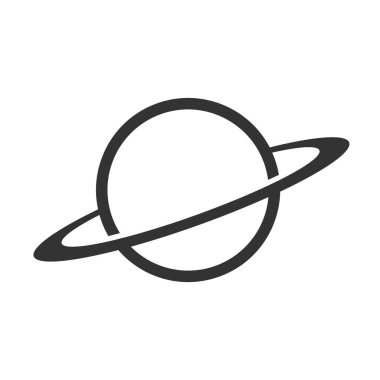 Beyaz arkaplanda Satürn gezegen simgesi izole edilmiş düz stil tasarım vektör çizimi.