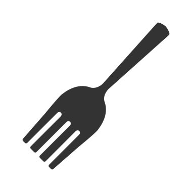 Beyaz arkaplanda çatal simgesi izole edilmiş düz stil tasarım vektör çizimi.
