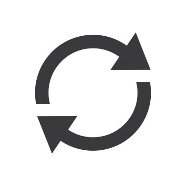 Ok yeniden yükle veya yenile simge izole edilmiş düz biçim tasarımını beyaz arkaplanda döndür.