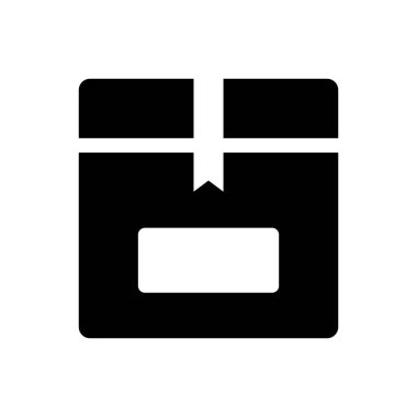 Beyaz arkaplanda envanter kutusu ikonu lojistik sembol düz stil tasarımı izole vektör çizimi.