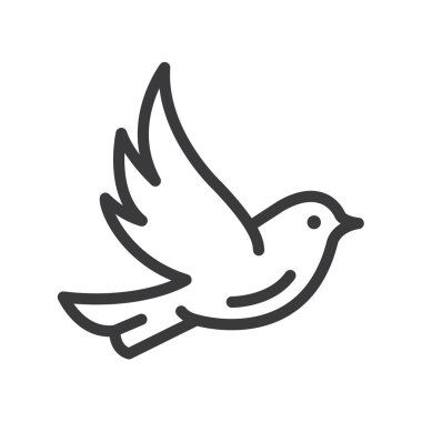 Beyaz arkaplanda özet kuş simgesi izole edilmiş düz stil tasarım vektör çizimi.