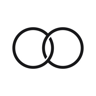 Birbirine kenetlenmiş alyans simgesi, beyaz arkaplanda izole edilmiş düz stil tasarım vektör çizimi.