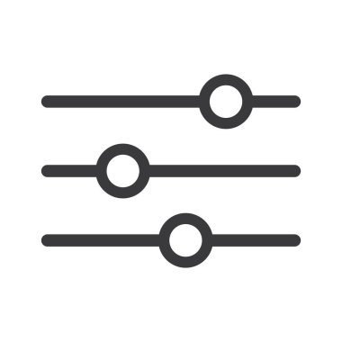 Beyaz arkaplanda ayar düğmesi simgesi izole edilmiş düz biçim tasarım vektör çizimi.