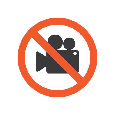 Kırmızı yasaklama işareti beyaz arkaplanda izole edilmiş hiçbir video kaydı sembolü yok