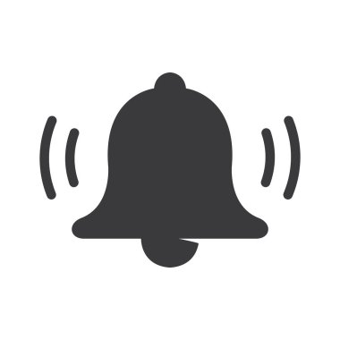 Beyaz arkaplanda dalga sinyal simgesine sahip basit bir çan izole edilmiş düz biçim tasarımı.