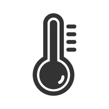 Beyaz arkaplanda termometre ısı simgesi izole edilmiş düz stil tasarım vektör çizimi.