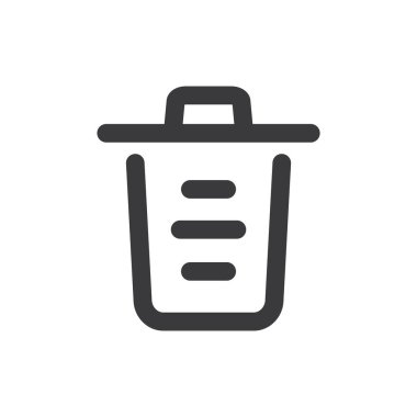 Çöp kutusu simgesi beyaz arkaplanda izole edilmiş düz stil tasarım vektör çizimi.