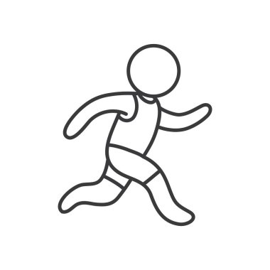 Taslak adam beyaz arkaplanda izole edilmiş düz stil tasarım vektör çizimi çalıştırıyor.