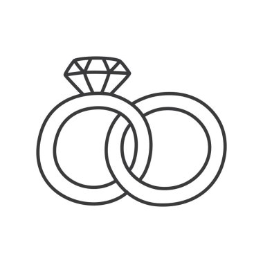 Beyaz zemin üzerinde elmas simge izole edilmiş düz stil tasarım vektör illüstrasyonlu alyans taslağı.