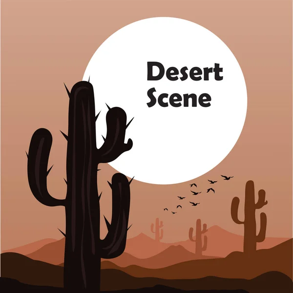 Desert Landscape Cactus Space Text — Stock Vector