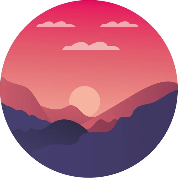 Landscape Scene Sun Mountain — Stock Vector