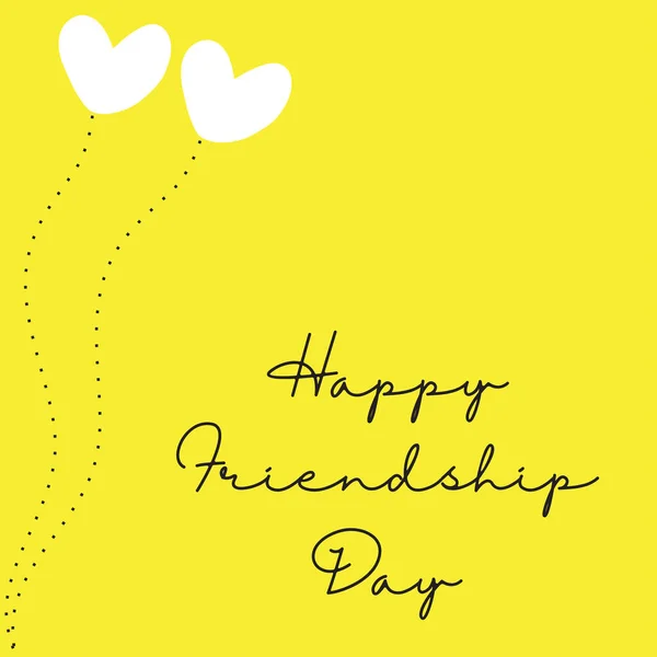 Ευτυχισμένη Ημέρα Φιλίας Ευχετήρια Κάρτα Καρδιές Και Κίτρινο Φόντο — Διανυσματικό Αρχείο