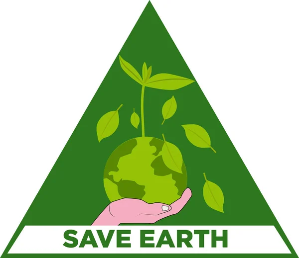 在三角形中拯救地球海报 — 图库矢量图片
