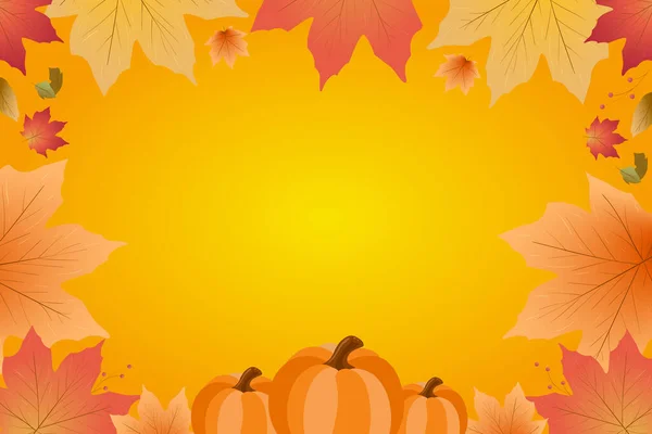 Fondo Tema Otoño Con Hojas Calabaza — Archivo Imágenes Vectoriales