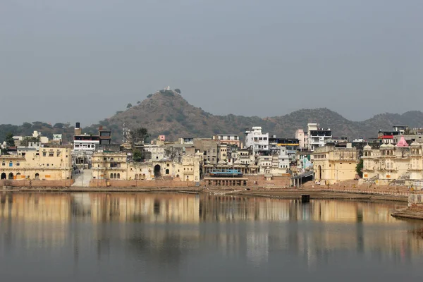 Sjösidan Ghat Utsikt Över Pushkar Ajmer Rajasthan Indien — Stockfoto