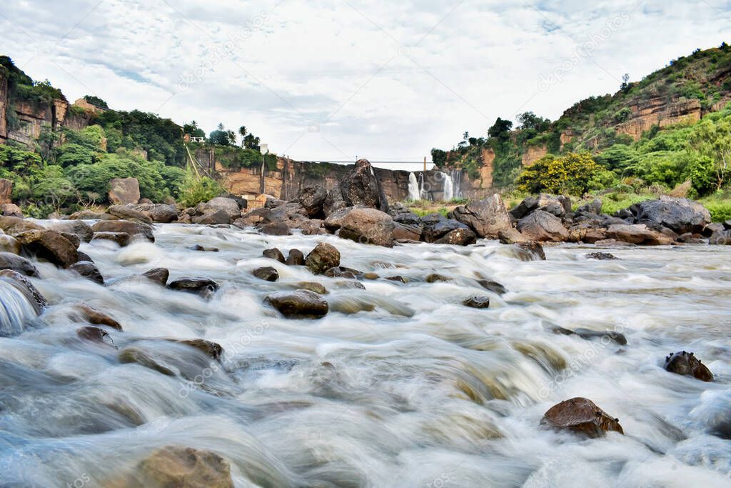 Wide view of Gokak Falls, long exlosure, Gokak, Karnataka, India