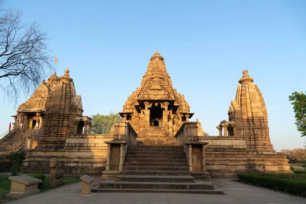 Lakshmana Temple Facade Western Group Khajuraho Madhya Pradesh India Unesco — Fotografia de Stock