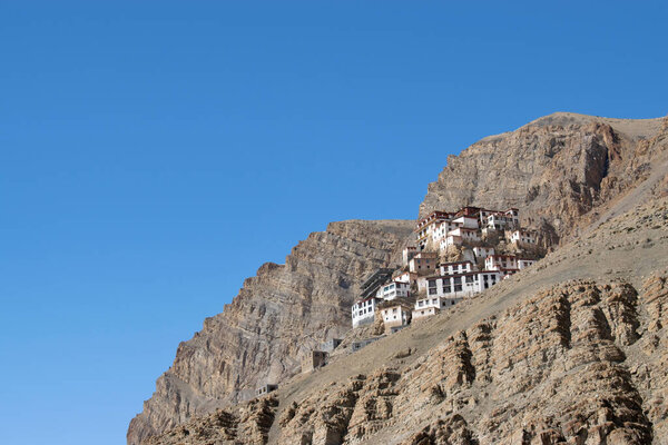 Kye Gompa a Tibetan Buddhist monastery on top of a hill at  4,166 metres above sea level, close to Spiti River, Himachal Pradesh, India