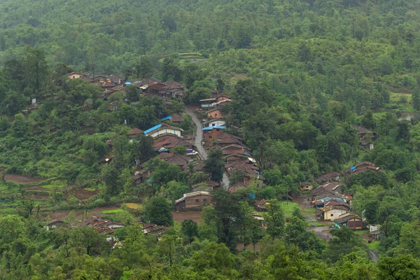 Όμορφη Θέα Του Χωριού Thakurwadi Από Sudhagad Fort Raigad Maharashtra — Φωτογραφία Αρχείου