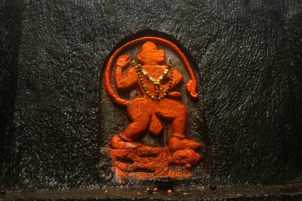 Idole Virage Hanuman Maruti Près Porte Entrée Ouest Fort Tringalwadi — Photo