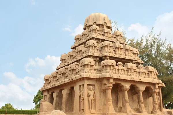 Dharmaraja Ratha Egy Pancha Vagy Rathas Unesco Örökség Része Mahabalipuram — Stock Fotó