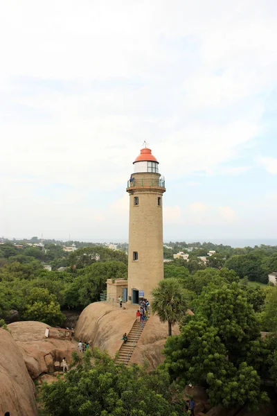 Oct 2015 Mahabalipuram Tamil Nadu India Turista Visitando Faro Mahabalipuram — Foto de Stock