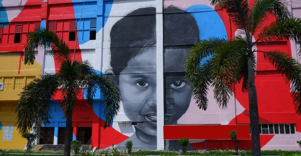 Graffiti Compuesto Indira Nagar Una Estación Tren Tamilnadu India Mural — Foto de Stock