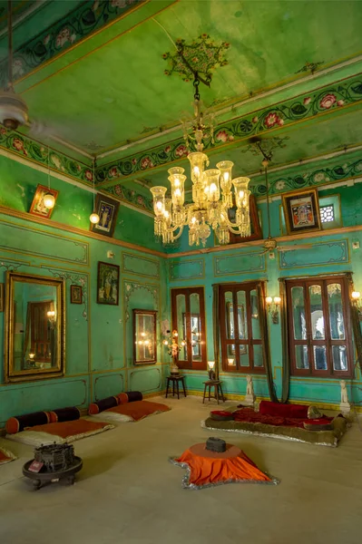 Interni Colorati City Palace Udaipur Rajasthan India — Foto Stock