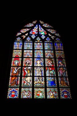 Lekeli cam pencere, Kutsal Leydimiz Kilisesi Sablon, Zavel bölgesi, Brüksel, Belçika, Avrupa