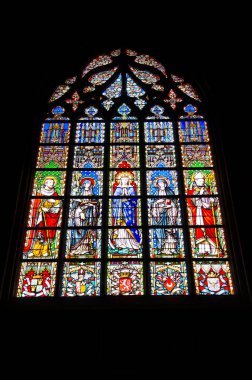 Lekeli cam pencere, Kutsal Leydimiz Kilisesi Sablon, Zavel bölgesi, Brüksel, Belçika, Avrupa