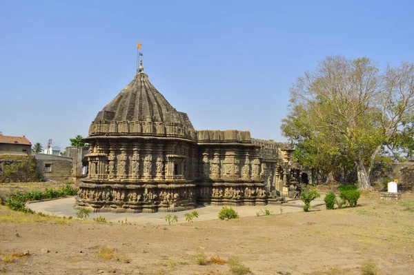 Vista Exterior Tallada Del Templo Kopeshwar Khidrapur Maharashtra —  Fotos de Stock