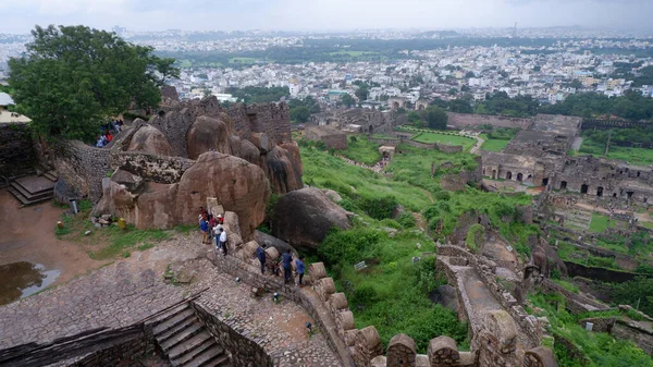 September Golkonda Fort Hyderabad Felswand Mit Blick Auf Die Stadt — Stockfoto
