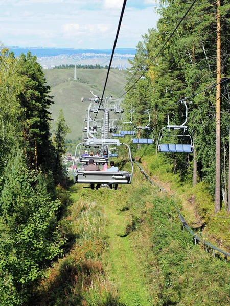 Summer Ski Lift Pillars Reserve Siberia — Stock Photo, Image