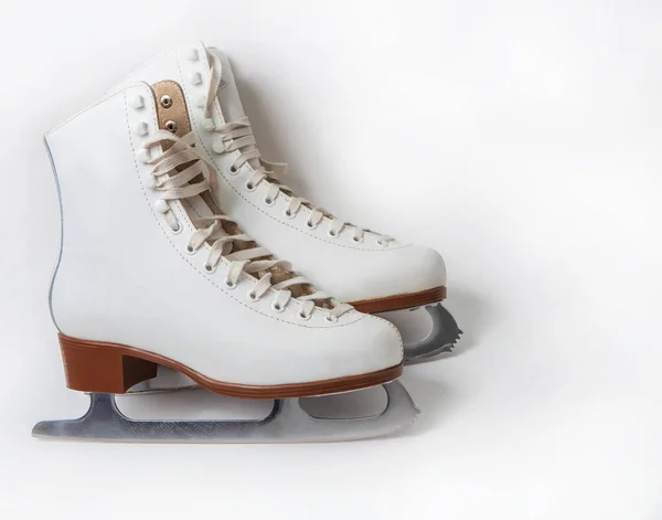 Women Figure Skates White Background Still Life Close — Stock Photo, Image